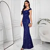 Women's High Waisted Sequin Evening Dress Fishtail Long Dress Gowns