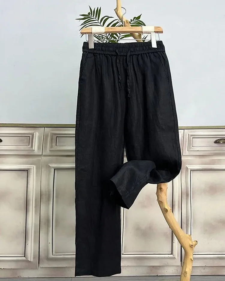 Men's Casual Solid Color Comfortable Cotton and Linen Pants