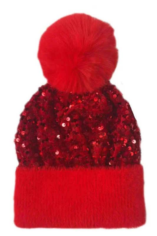 Sequin thickened and velvet warm knitted hat