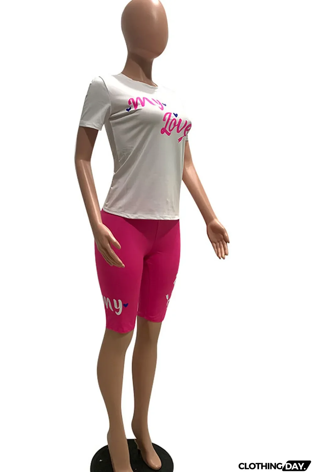 Yellow Fashion Casual Letter Print Two Piece Suits pencil Short Sleeve Two Pieces