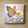 Framed Diamond Painting - Special Shaped - Butterfly and White Flower (25x25cm)