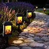 2 Pack Solar Lanterns Outdoor Waterproof Vintage Long Lasting Hangings Lamp 14x4inch Garden Yard Patio Deck Lighting for Outdoor Decor