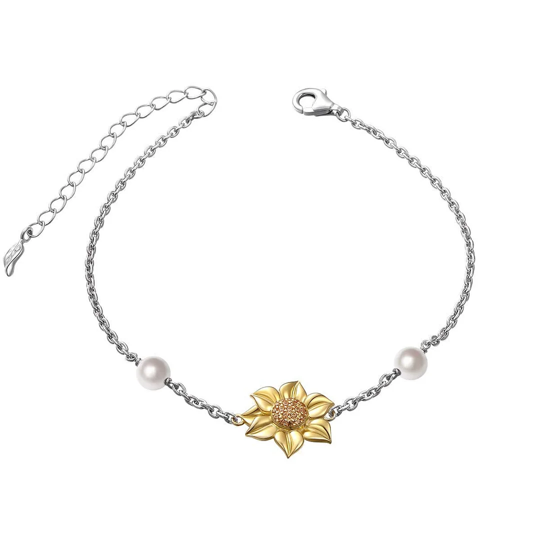 S925 Sterling Silver Sunflower with CZ Pendant Necklace or Ring Earrings Bracelet Jewelry for Women 18"