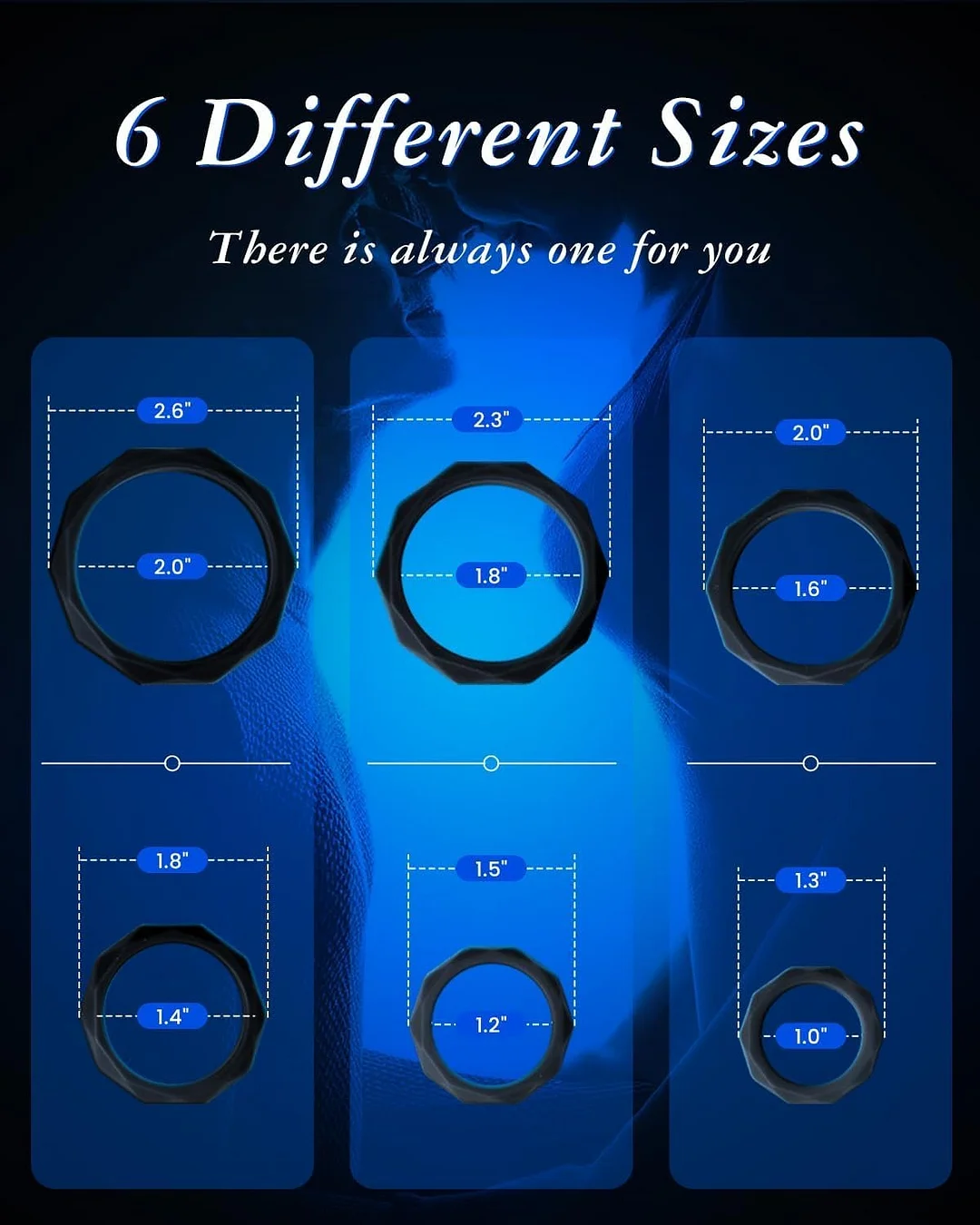 Veyno &ndash; 6-size Silicone Cock Ring Set For Men | Durable Stretch Delay Rings To Boost Stamina And Hardness