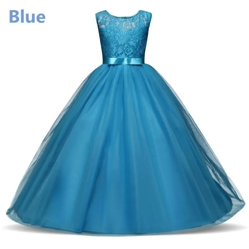 Teenager Girls Princess Dress For Children Wedding Party Bridesmaid Lace Red Dress Kid Birthday Evening Pageant Ball Gown 14Year