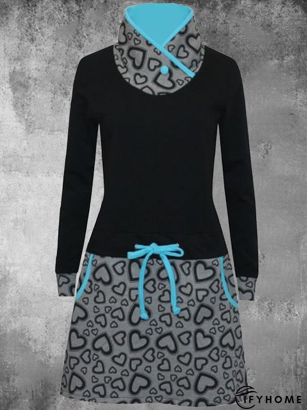 Printed Long Sleeve Casual Knitting Dress | IFYHOME