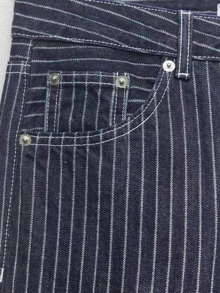 Nncharge Women Vintage Jeans For Women 2023 Striped Denim Jeans Work Pants Women jeans