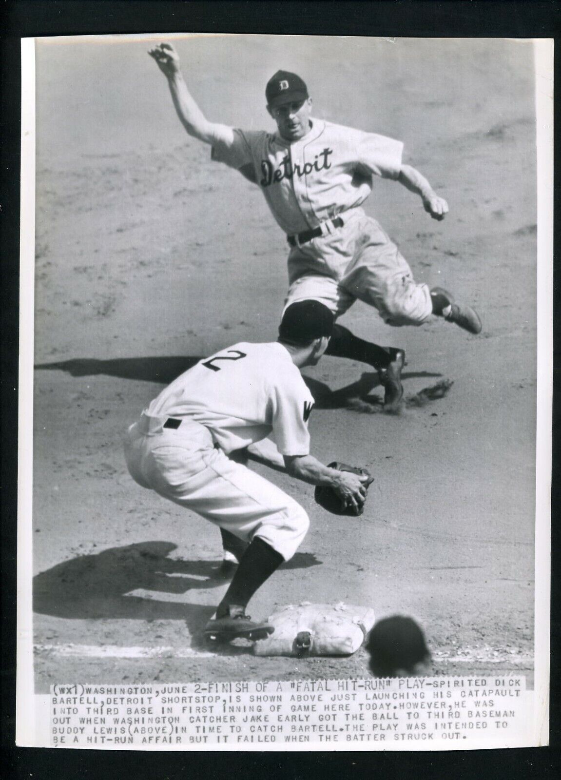 Dick Bartell & Buddy Lewis 1940 Press Photo Poster painting Washington Senators Detroit Tigers