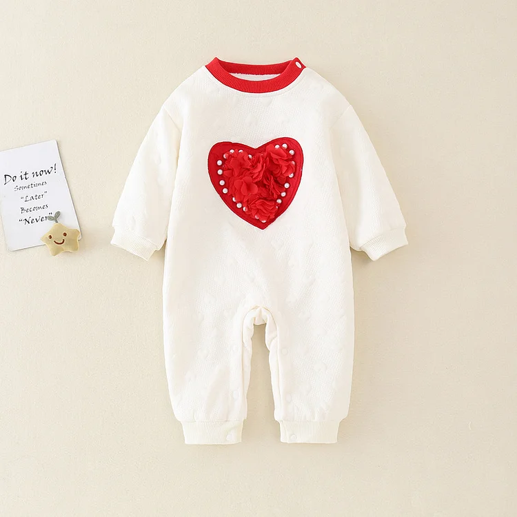 Baby Boy/Girl 3D Heart Logo Long Sleeve Romper