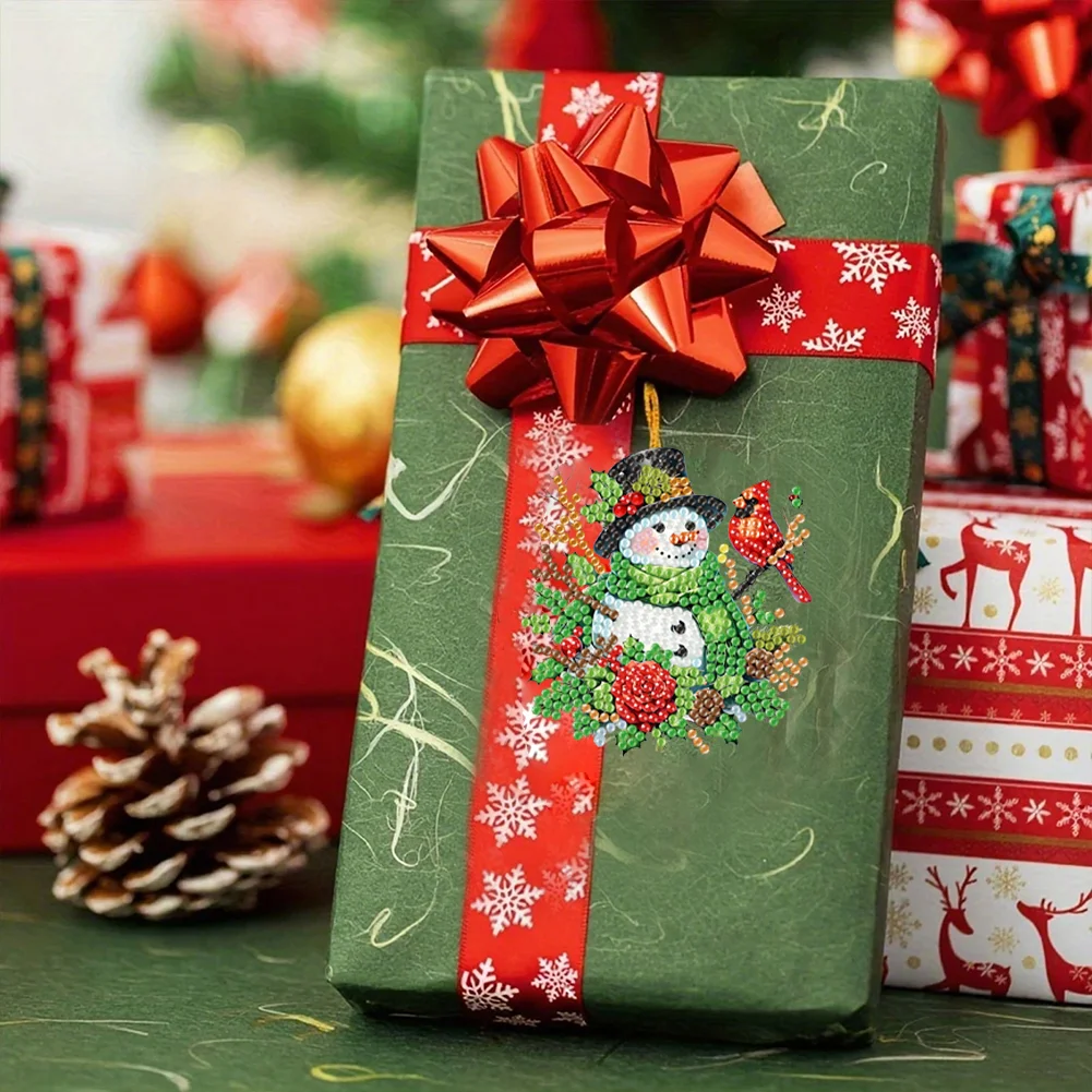 15pcs Xmas Snowman Theme 2D Flat DIY Hanging Diamond Art Kits Home Wall Decor