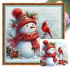 Snowman And Bird-11CT Stamped Cross Stitch 50*50cm/19.69*19.69in
