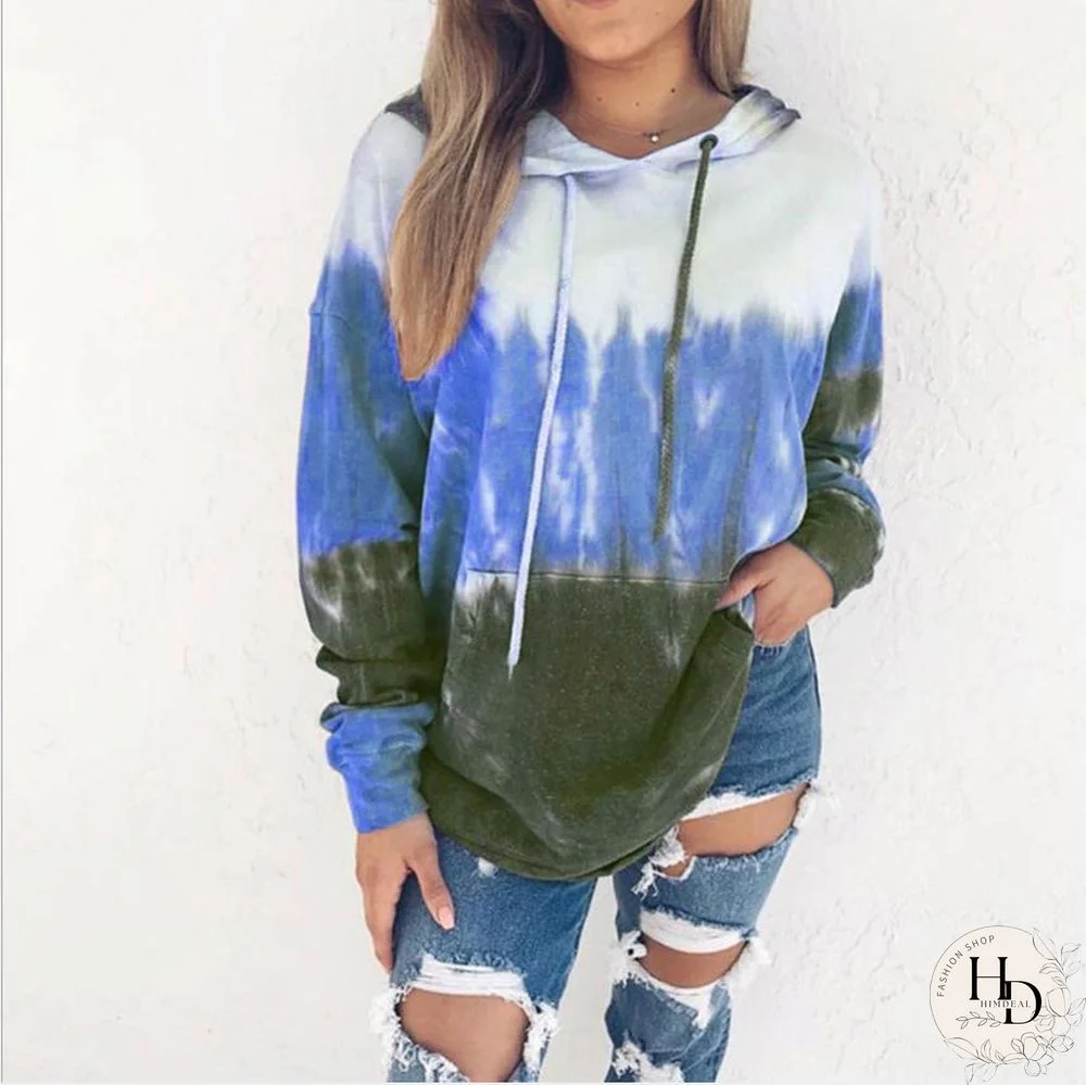 Fashion Gradient Printed Loose Hoodie