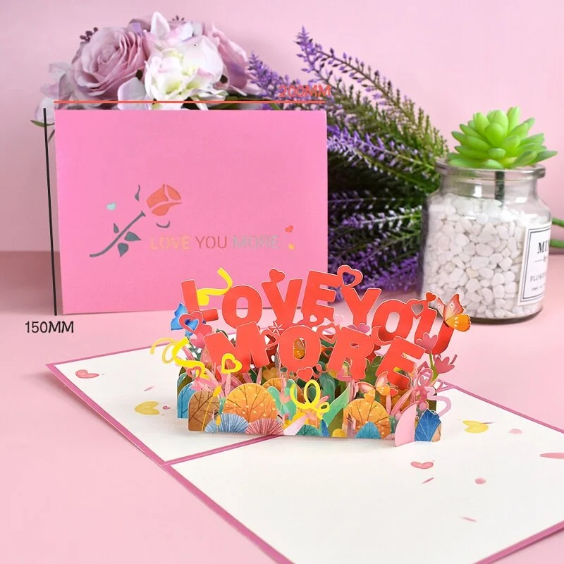 10 Pack LOVE Pop-Up Valentines Card 3D Fathers Mothers Day Anniversary Greeting Cards with Envelopes