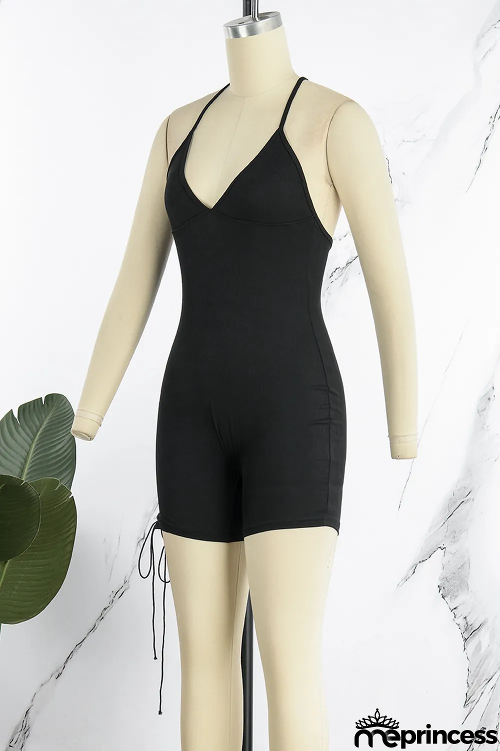 White Sexy Casual Solid Backless V Neck Skinny Romper