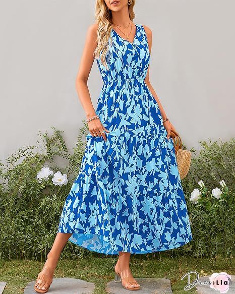 Women'S Dresses Vintage Print Halter Neck Sleeveless Dress