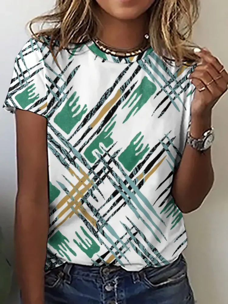 Style & Comfort for Mature Women Printed Short Sleeve Casual T-shirt for  Women and Men Unisex Pattern Green, Black, Vintage, Graffiti