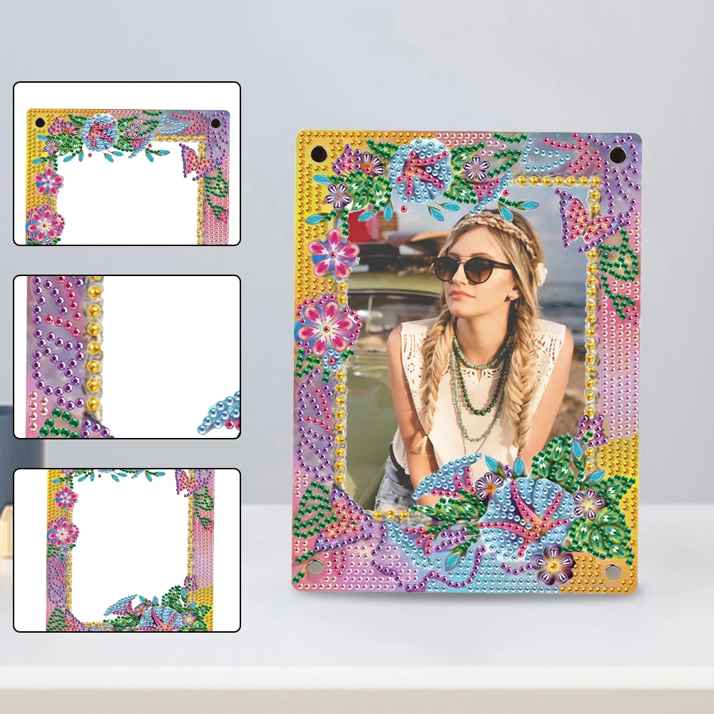 5D DIY Flower Yellow Floral Special Shape Diamond Painting Photo Frame Home Decor