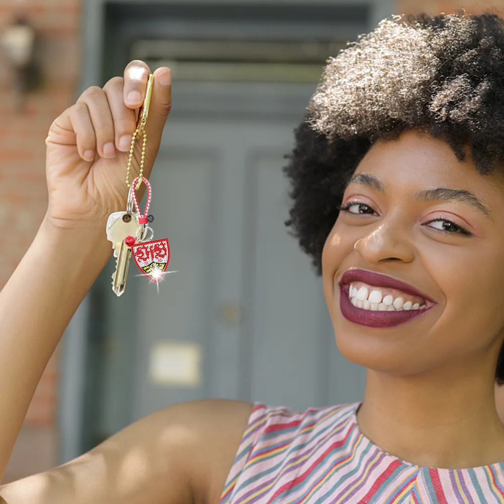 VfB Stuttgart DIY Car Keychain Handmade Double Sided Rhinestone Pendant for Men Women Boy Girl