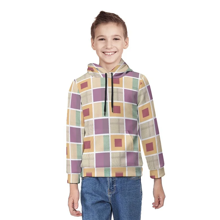 Children's Hoodie Plaid, Purple