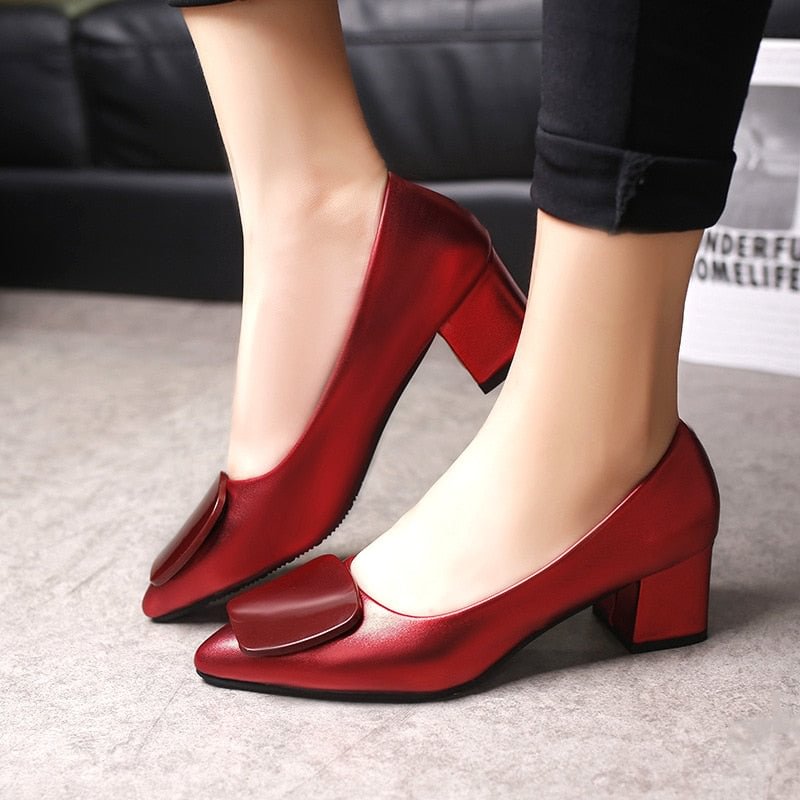 Fashion PU Leather High Heels Women Pumps Pointed Toe Work Pump Stiletto Woman Shoes Wedding Shoes Office Career Elegant Pumps