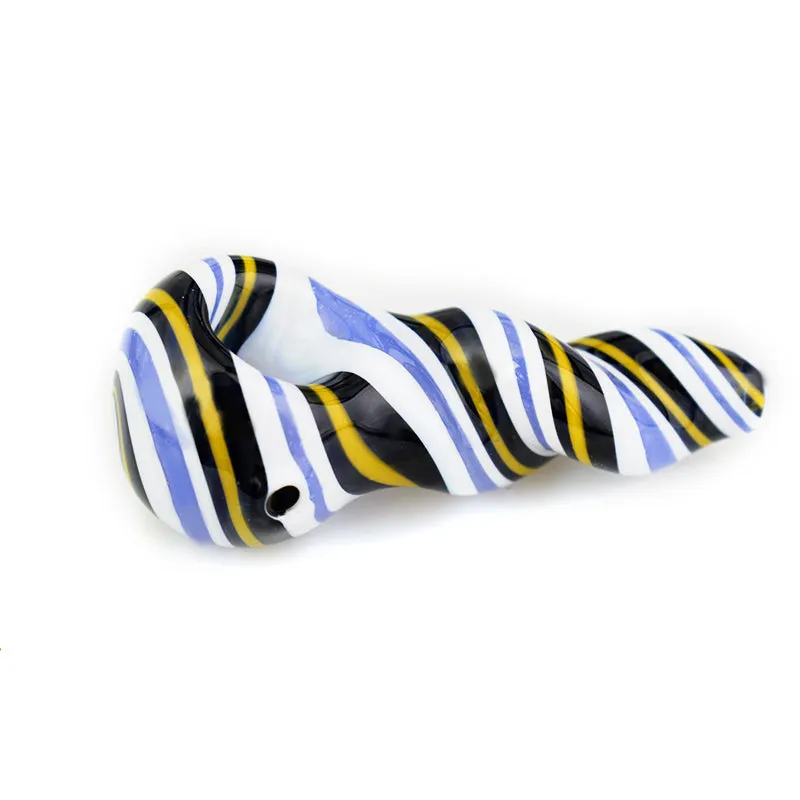 Colored Stripes Spoon Hand Pipe with Spiral Twisted for Smoke Shop