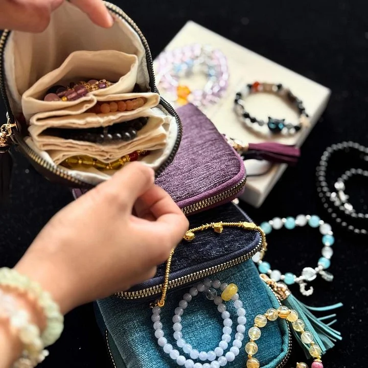 2025 New Travel Jewelry Case – Portable Organizer for Rings, Bracelets, & Bangles with Tassel Zipper, Elegant Jewelry Roll for Journey, Crystal Jewelry Storage Pouch, Mini, Navy Blue 2025 New Travel Jewelry Case – Portable Organizer for Rings, Bracelets, & Bangles with Tassel Zipper, Elegant Jewelry Roll for Journey, Crystal Jewelry Storage Pouch, Mini, Navy Blue