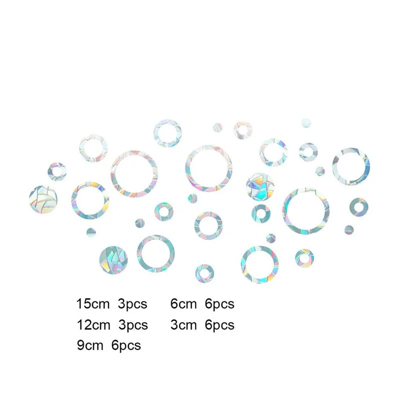9pcs Electrostatic Glass Stickers Cat Hummingbird Trumpet Rainbow Prism PVC Glue-free Window Film Removable Glass Window Grilles