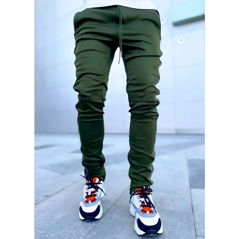 Workwear stretch multi-pocket reflective straight-leg sports casual trousers