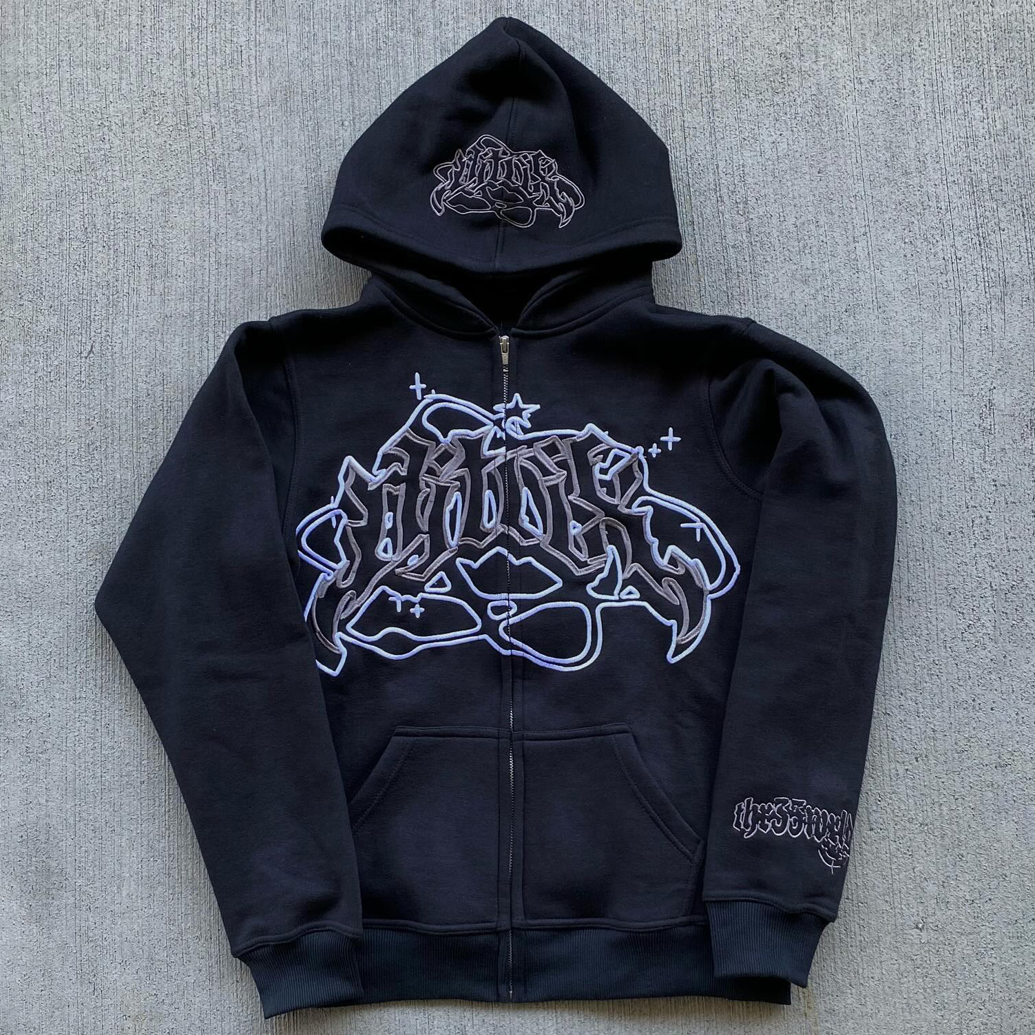 Stellar Print Long Sleeve Zipper Hoodies