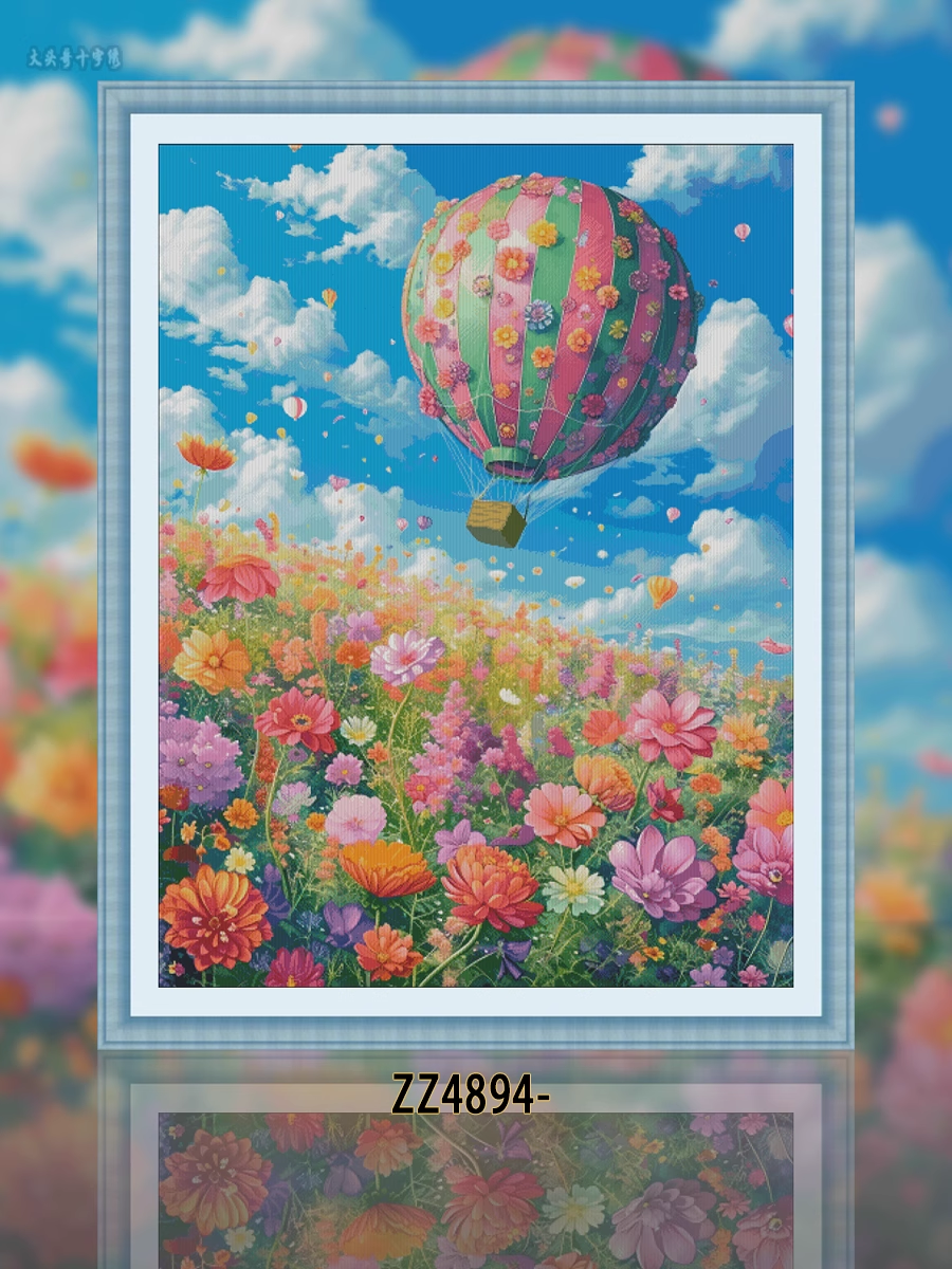 【ZZ4931- Flower Sea Hot Air Balloon】 Painting Fairy Cross Stitch