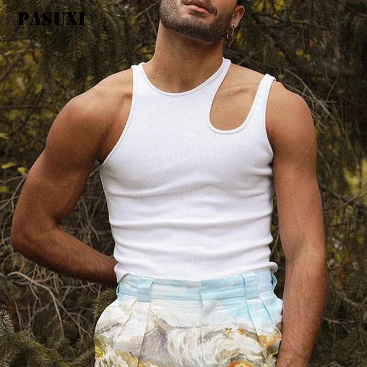 PASUXI Men's Summer Hollow Out Sleeveless T-Shirt with Tight Fit Wholesale huanwei