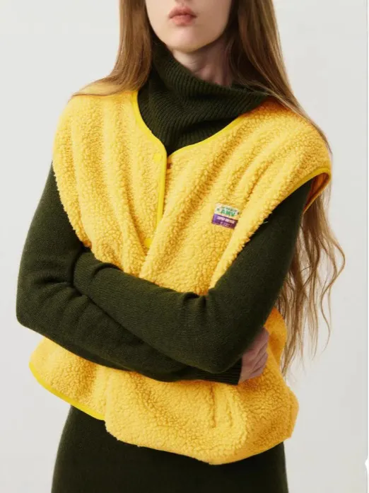 Nigikala Nigikala Women's Sleeveless Wool Vest Top Fashion Lady Spring And Autumn Loose Single-Row Buckle Vest Coat