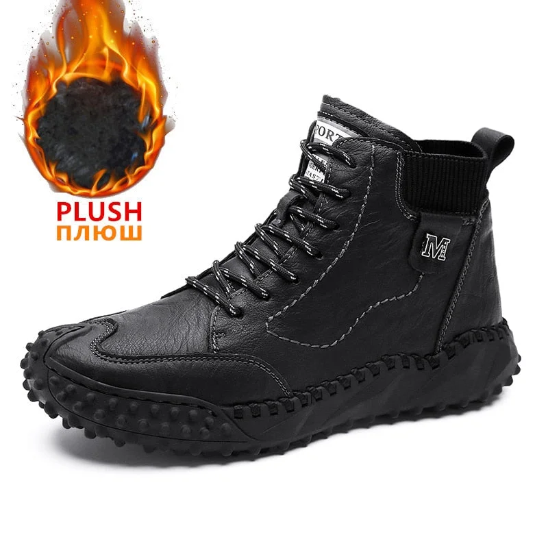 Winter Warm Men's Casual Shoes Fashion Men's Leather Boots Comfortable Men's Ankle Boots Outdoor High Quality Hiking Boots Men