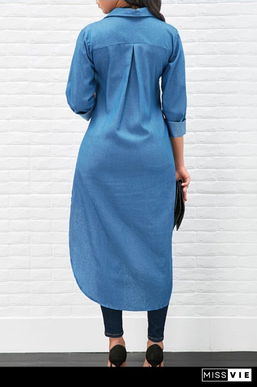 Long Sleeve Irregular Hem Blouse