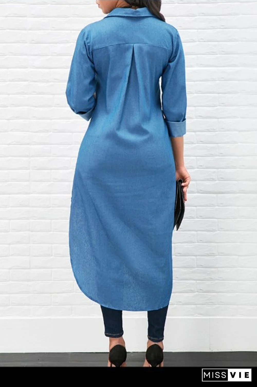 Long Sleeve Irregular Hem Blouse