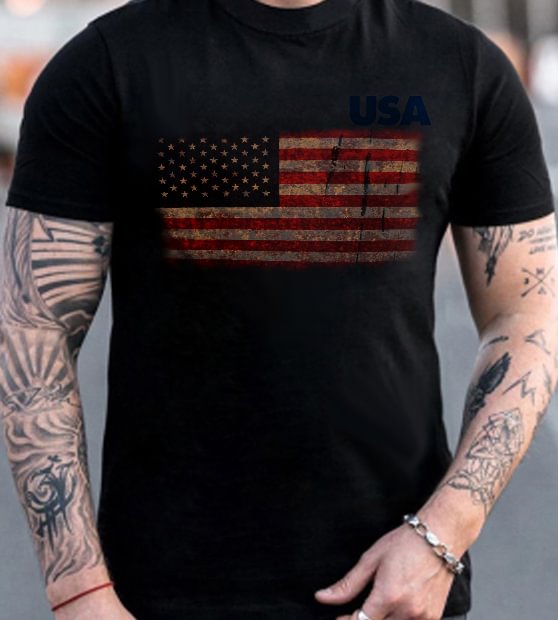 Casual Retro Printed Mens Short-sleeved T-shirt