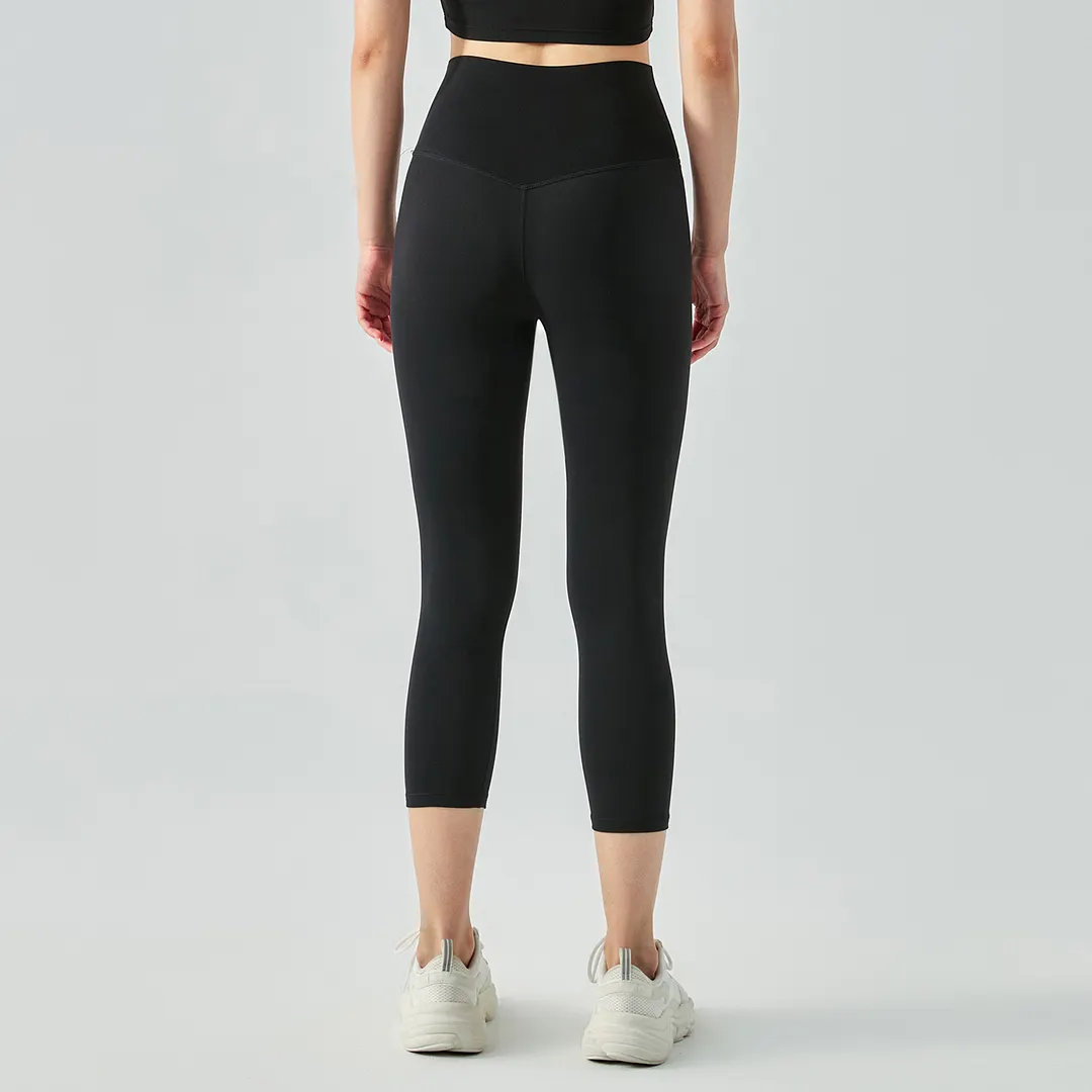 Different types of no front seam slim fit freely stretchable fitness squat proof not see through comfy workout sports gym capri online shopping on Hergymclothing Black