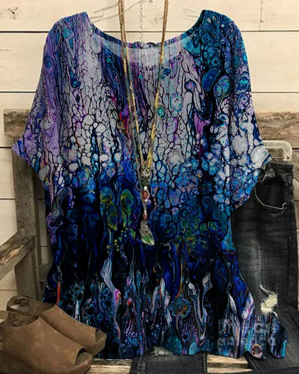 Women's Abstract Pattern Loose Top
