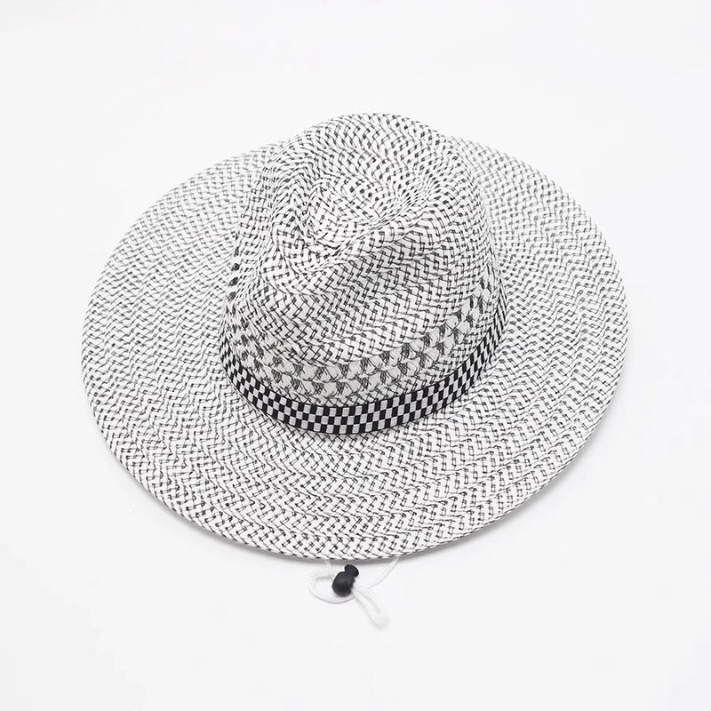 Men’s Minimalist Solid Color Big Eaves Straw Hat