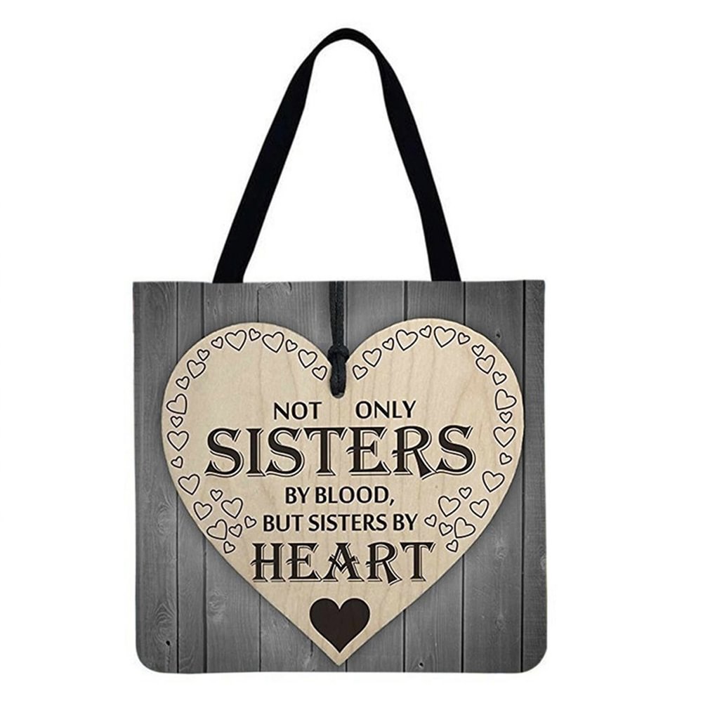 Linen Tote Bag-Sisters love letters