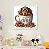 Coffee Dachshund-Partial 11CT Stamped Cross Stitch Bead Embroidery 36*36cm/14.17*14.17in tapestrymarket