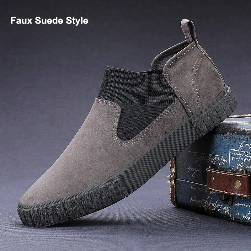 YITU New Fashion Low top Men's Vulcanized Shoes Flannel Slip on Loafer Designer Casual Shoes Spring Simple Flats