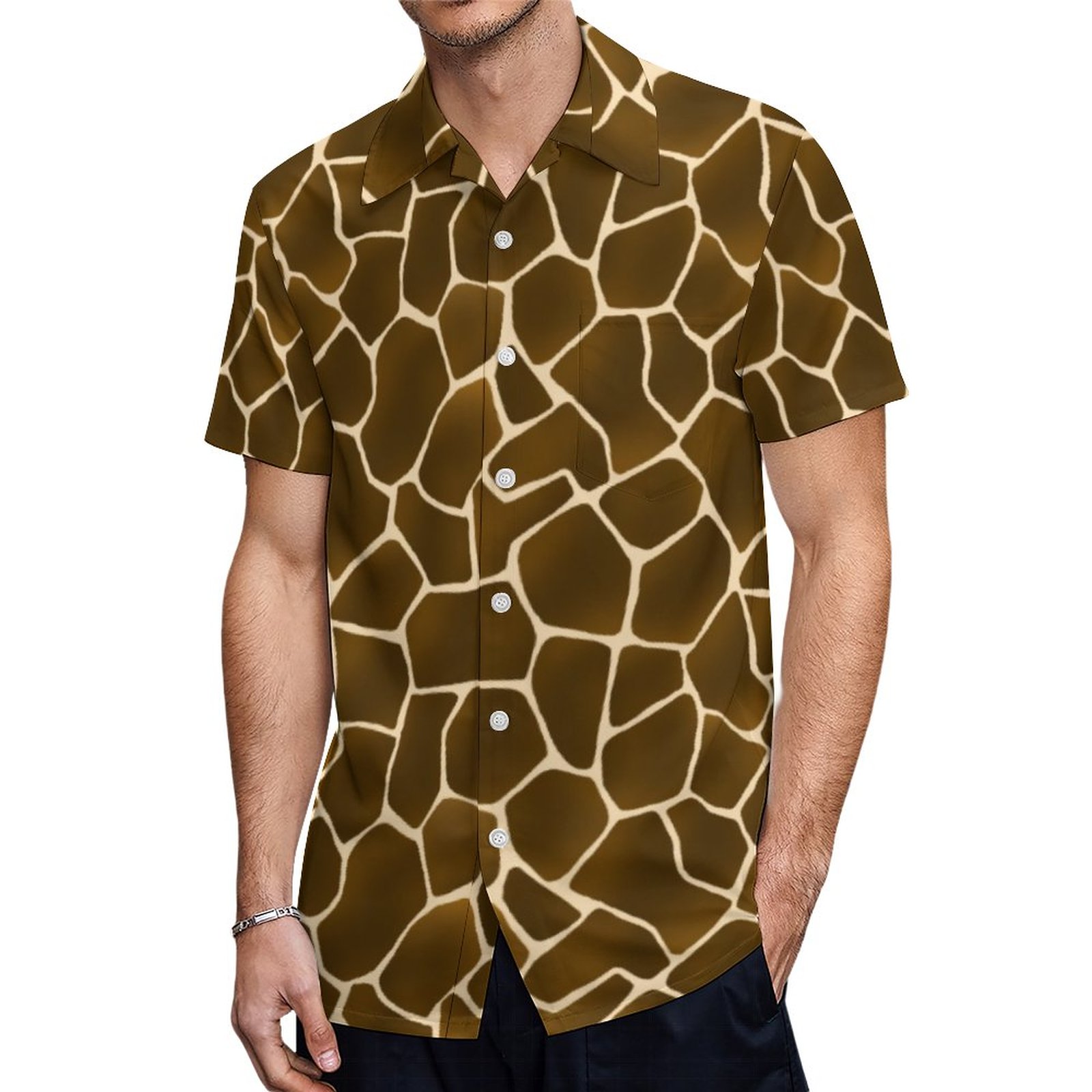 Wild Style Giraffe Skin All Over Pattern Hawaiian Shirt Mens Button Down Plus Size Tropical Hawaii Beach Shirts