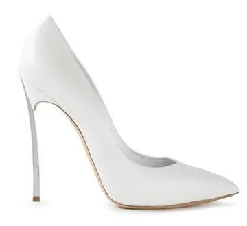 VCSHOES White Black Gold Pink Nude Patent Leather Iron Thin Heels Pumps Woman Shallow Simple Wedding Shoes