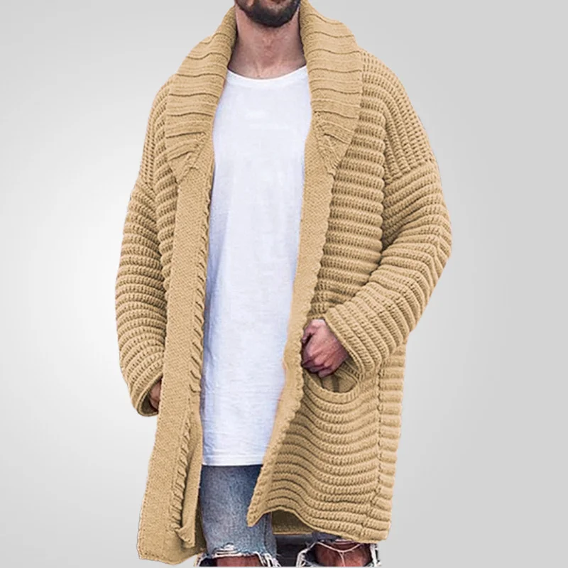 Uveng Uveng And Winter Men's Fashion Long Cardigan Sweater Over The Long-Sleeved Men's Wool Coat SY0038