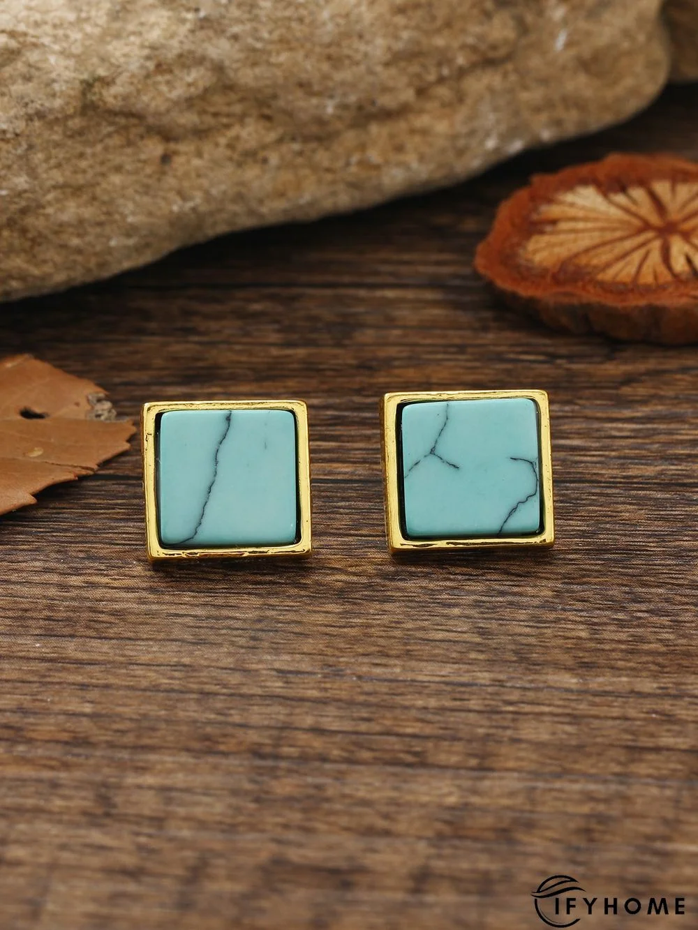 Ethnic Vintage Turquoise Geometric Pattern Earrings Boho Jewelry | IFYHOME