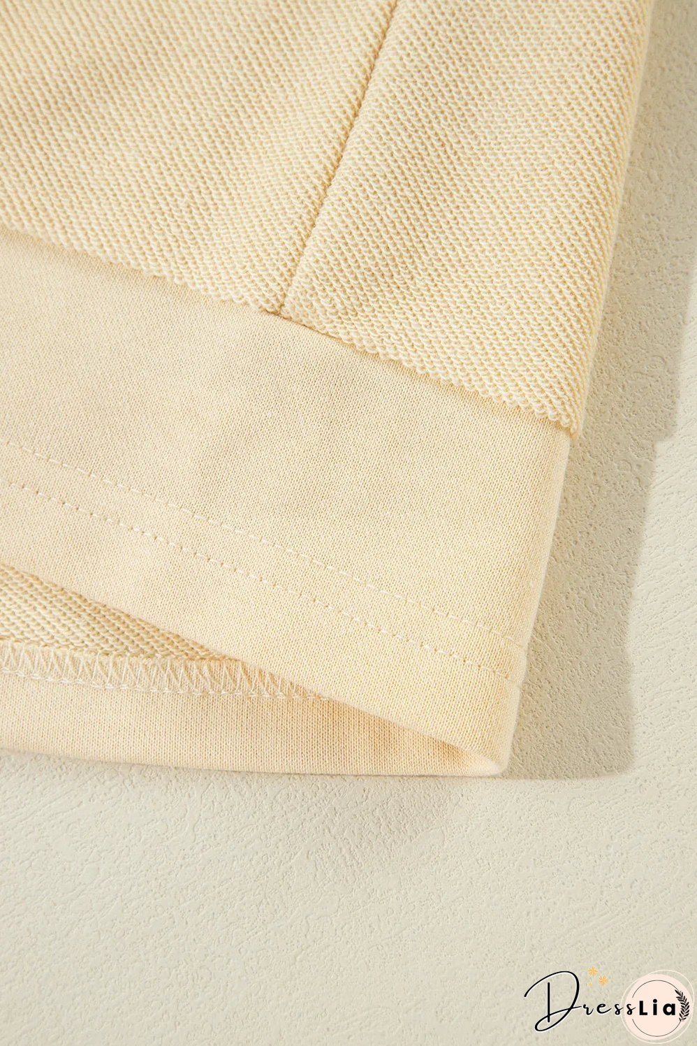 Beige Splicing Round Neck Pullover Sweatshirt