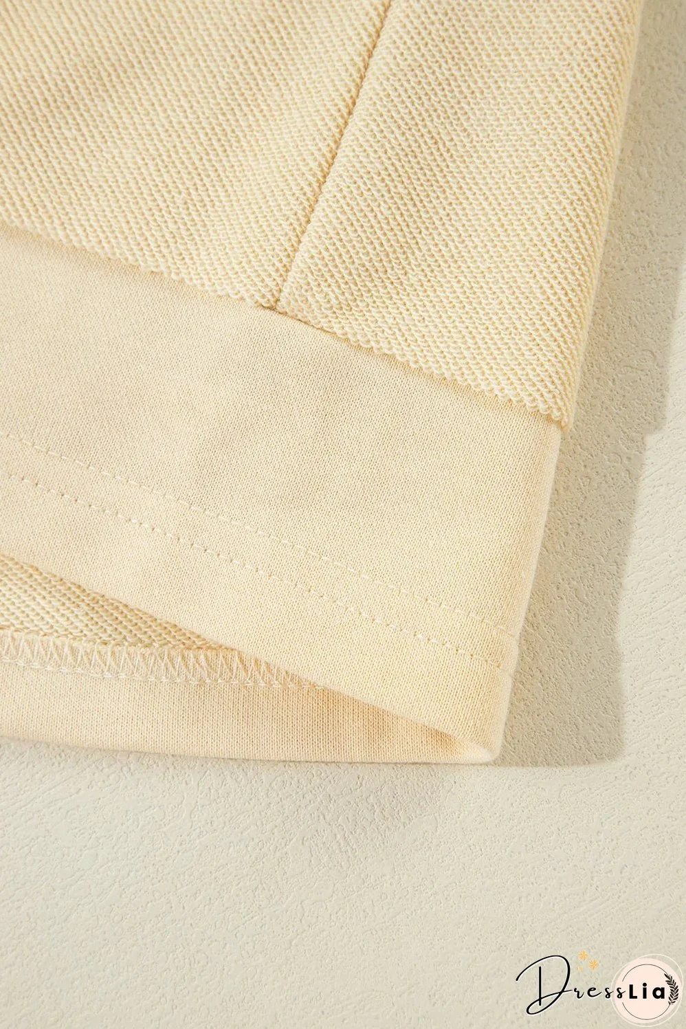 Beige Splicing Round Neck Pullover Sweatshirt