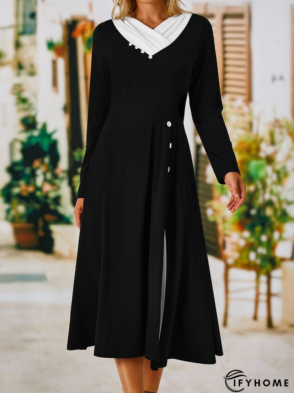 Color Block Asymmetrical Casual Dress | IFYHOME