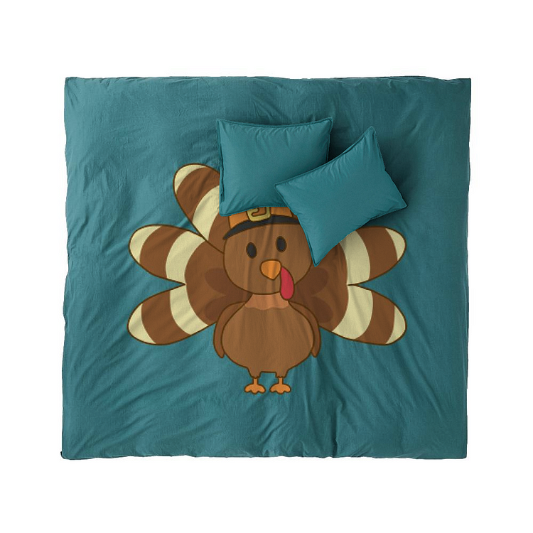 Little Turkey In Hat, Thanksgiving Duvet Cover Set